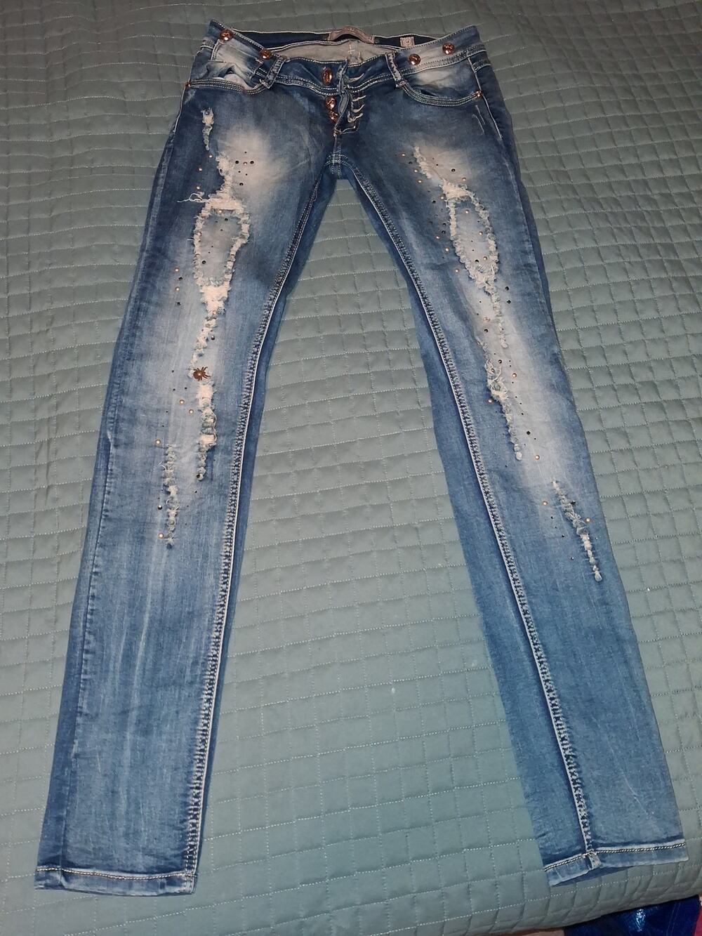 Monday Premium Distressed Skinny Jeans Size M Studded Spider Charm Alt Goth Y2K